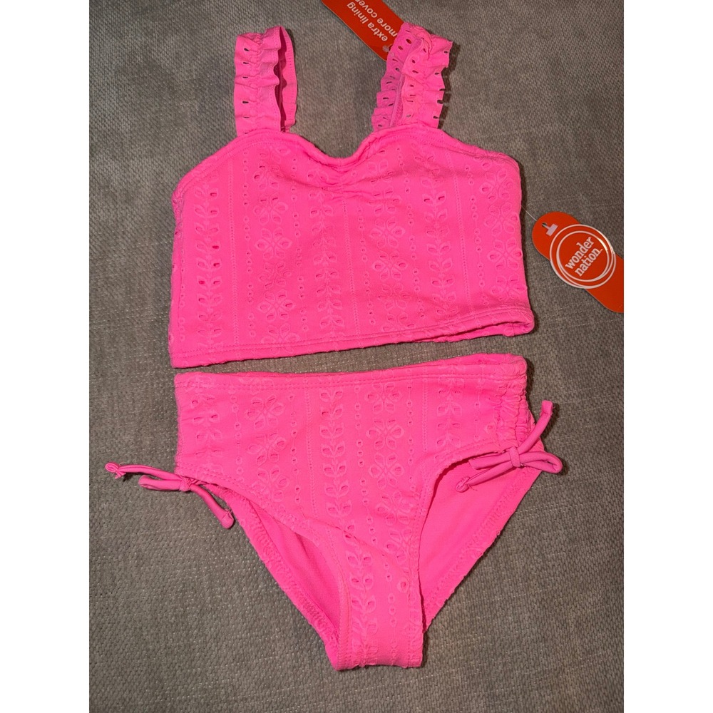 Girl ruffle eyelet tankini swimsuit xs 4/5
